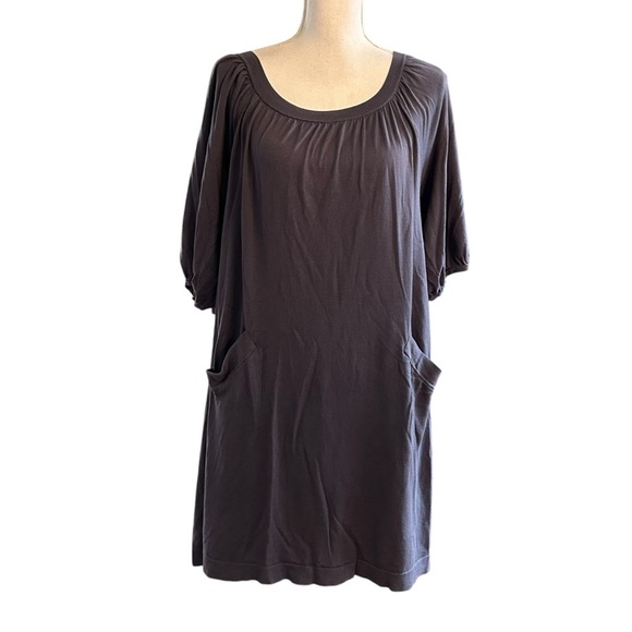 BCBGMAXAZARIA Scoop Neck Bubble Sleeve Silk Knit Tunic Mini Dress SZ Medium - Picture 1 of 9
